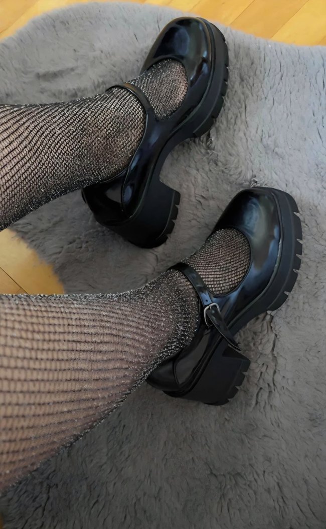 gothic siyah platform topuklu ayakkabı - Görsel 3