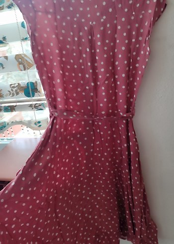 Düğmeli Mavi Beyaz Puantiyeli günlük elbise - Görsel 6