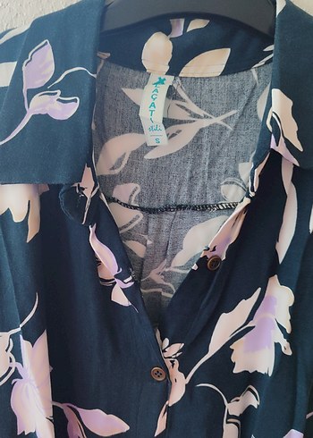 Düğmeli Mavi Beyaz Puantiyeli günlük elbise - Görsel 8