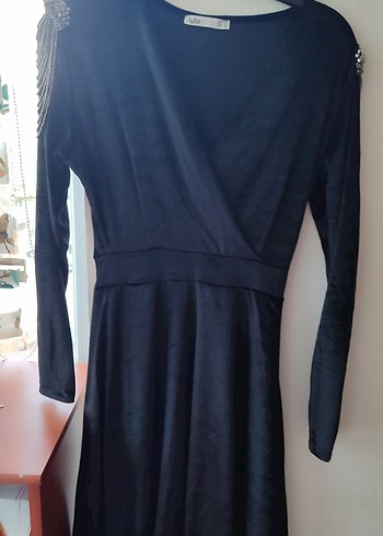 Ruffled V Yaka Siyah Hamile Bluz elbis - Görsel 3