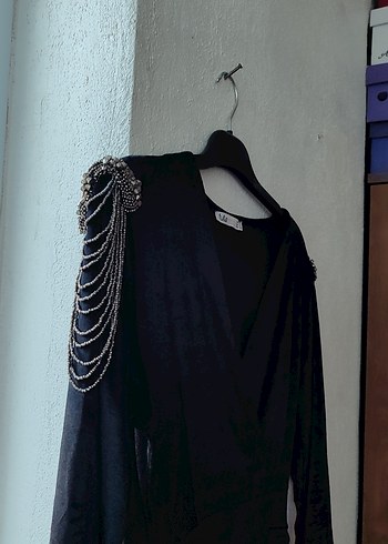 Ruffled V Yaka Siyah Hamile Bluz elbis - Görsel 2