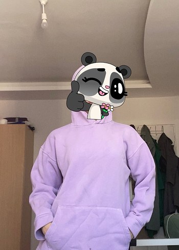 Mor Kapüşonlu Rahat Kesim Kadın Sweatshirt