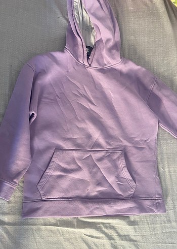 l Beden mor Renk Mor Kapüşonlu Rahat Kesim Kadın Sweatshirt