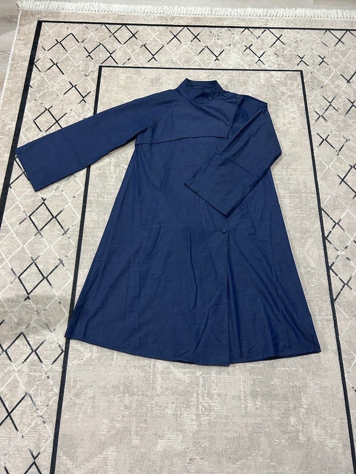 Lacivert Uzun Keten Tunik - Görsel 2