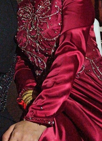 m Beden bordo Renk Abiye