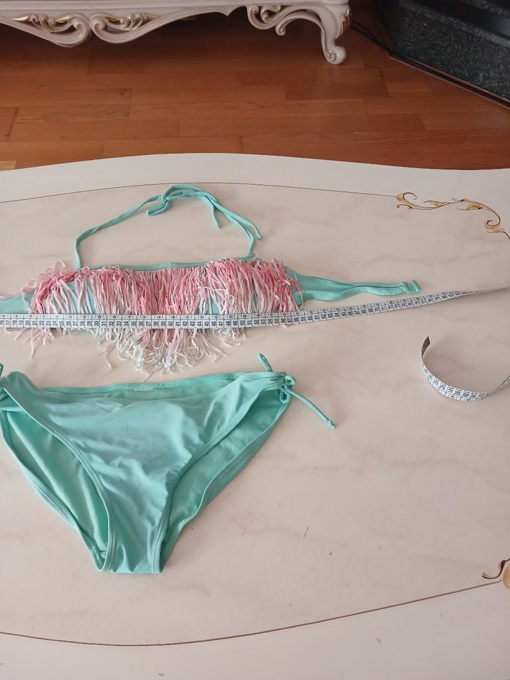 Püsküllü Turkuaz Mini Bikini - Görsel 3
