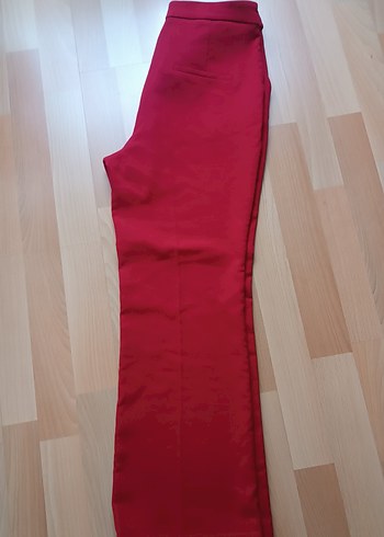 m Beden Kadın Kırmızı Düğmeli Midi Kumaş Pantolon