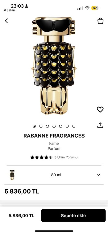  Beden Renk Paco rabanne fame parfüm 80 ml