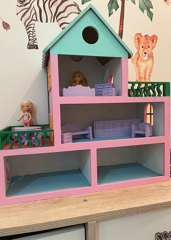  Beden Renk El emeği boyalı kaliteli Ahşap bebek Oyun Evi
