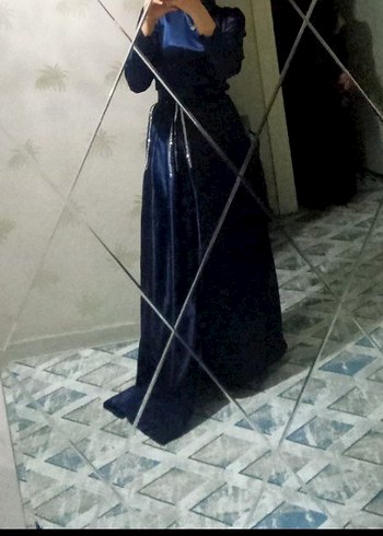 Uzun Lacivert Gotik Kadın Abiye Elbise