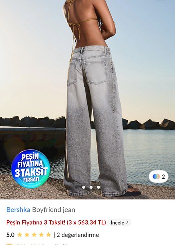 Bershka Gri Loose Fit Boyfriend Jean