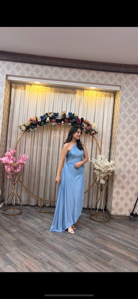 Mavi Drapeli Uzun Abiye Elbise - Görsel 2