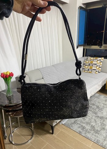 Beden siyah Renk Siyah Süet Minimalist Kadın Omuz Çantası