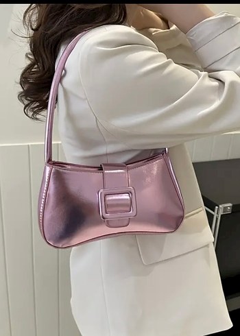Zara Parlak Pembe Deri Kadın Çanta