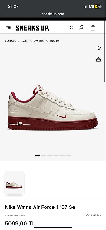 40 Beden beyaz Renk Nike Air Force Orjınal