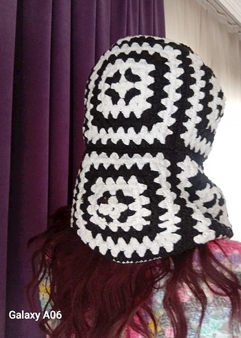 Siyah Örgü Kadın Bere,atkı - Görsel 4