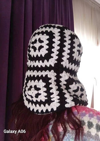 Siyah Örgü Kadın Bere,atkı - Görsel 3