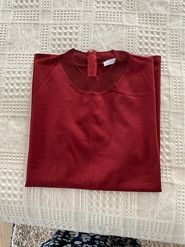 Zara Yarım kollu bordo bluz