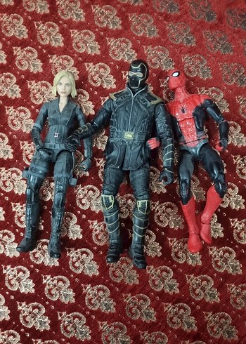 marvel legends black widow,spiderman, ronin