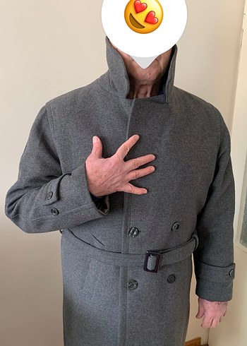 Gri Kemerli yün Erkek Kaban - Görsel 6