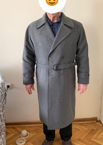 Gri Kemerli yün Erkek Kaban - Görsel 7