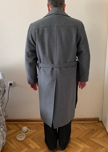 Gri Kemerli yün Erkek Kaban - Görsel 3