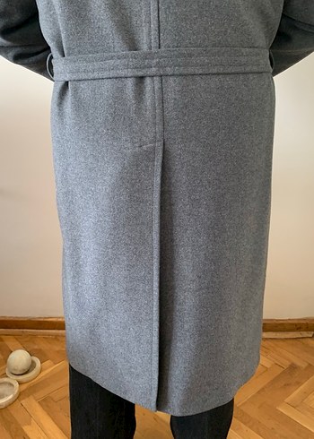 Gri Kemerli yün Erkek Kaban - Görsel 14