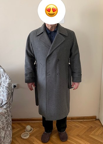 Gri Kemerli yün Erkek Kaban - Görsel 2