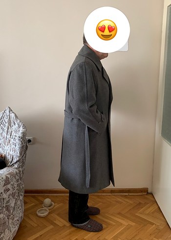 Gri Kemerli yün Erkek Kaban - Görsel 5