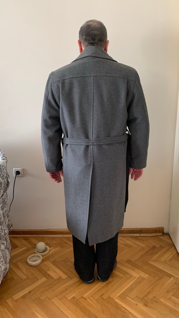 Gri Kemerli yün Erkek Kaban - Görsel 3