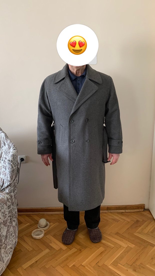 Gri Kemerli yün Erkek Kaban - Görsel 2