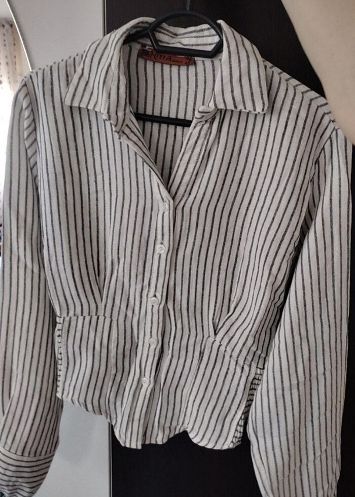 KADIN ÇİZGİLİ GÖMLEK - Görsel 4