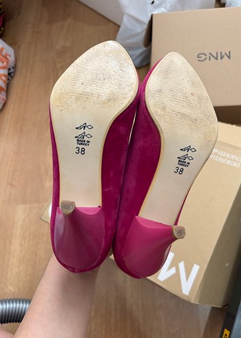 Diğer Fuşya Süet kısa Topuklu Kadın Stiletto