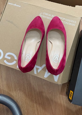 38 Beden bordo Renk Fuşya Süet kısa Topuklu Kadın Stiletto