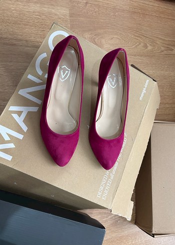 Fuşya Süet kısa Topuklu Kadın Stiletto
