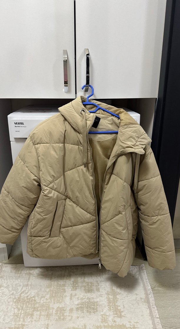 Bej Kadın Midi Kışlık Mont - Görsel 4