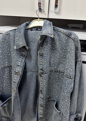 Taşlı kot ceket - Görsel 3