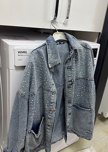 Taşlı kot ceket - Görsel 4