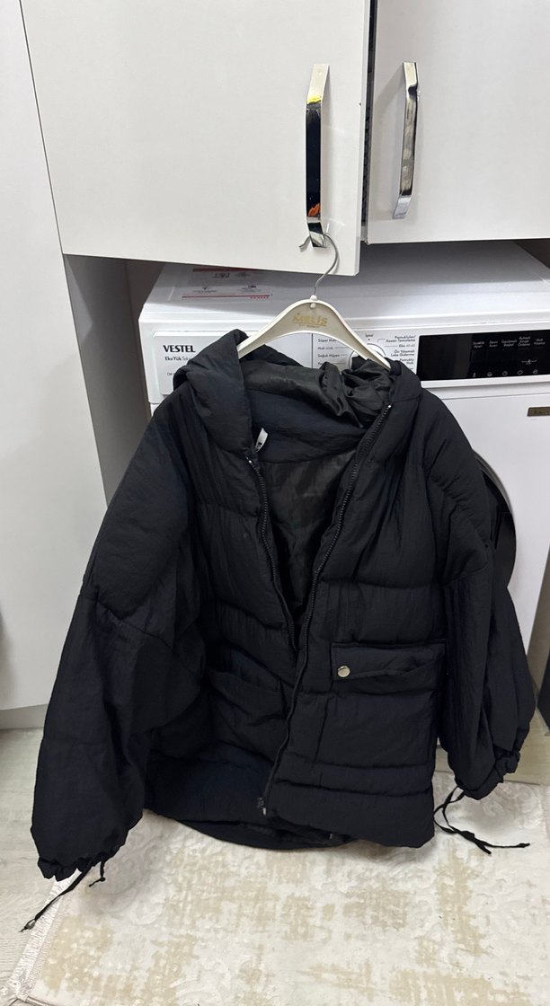 Düğmeli Siyah Kadın Kışlık Midi Mont - Görsel 4