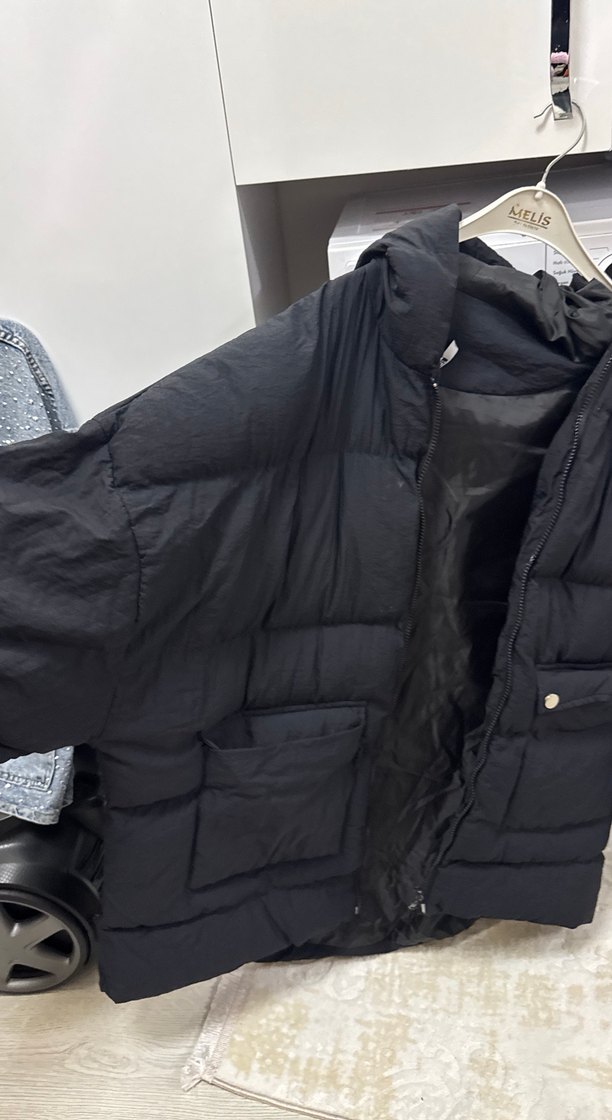 Düğmeli Siyah Kadın Kışlık Midi Mont - Görsel 2