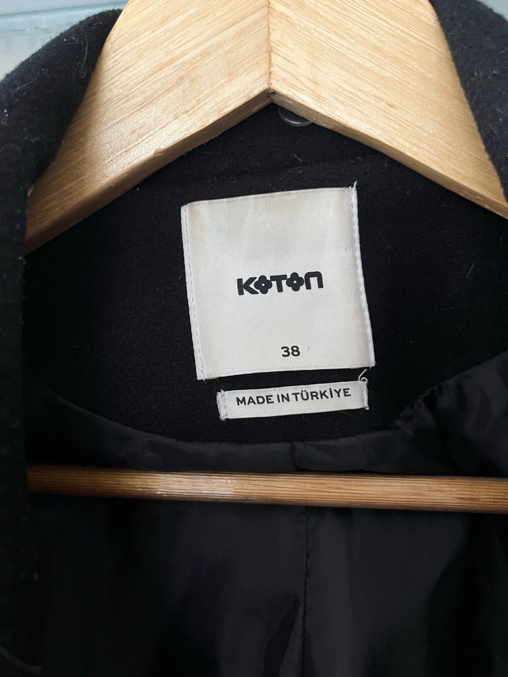 Siyah Çift Düğmeli kaşe Kaban - Görsel 3