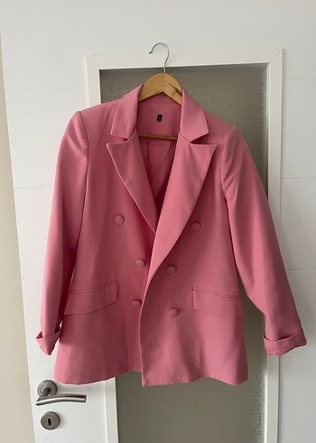 Pembe Düğmeli Kadın Blazer Ceket - Görsel 3