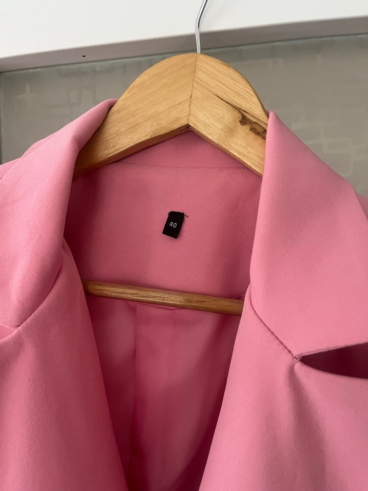 Pembe Düğmeli Kadın Blazer Ceket - Görsel 4