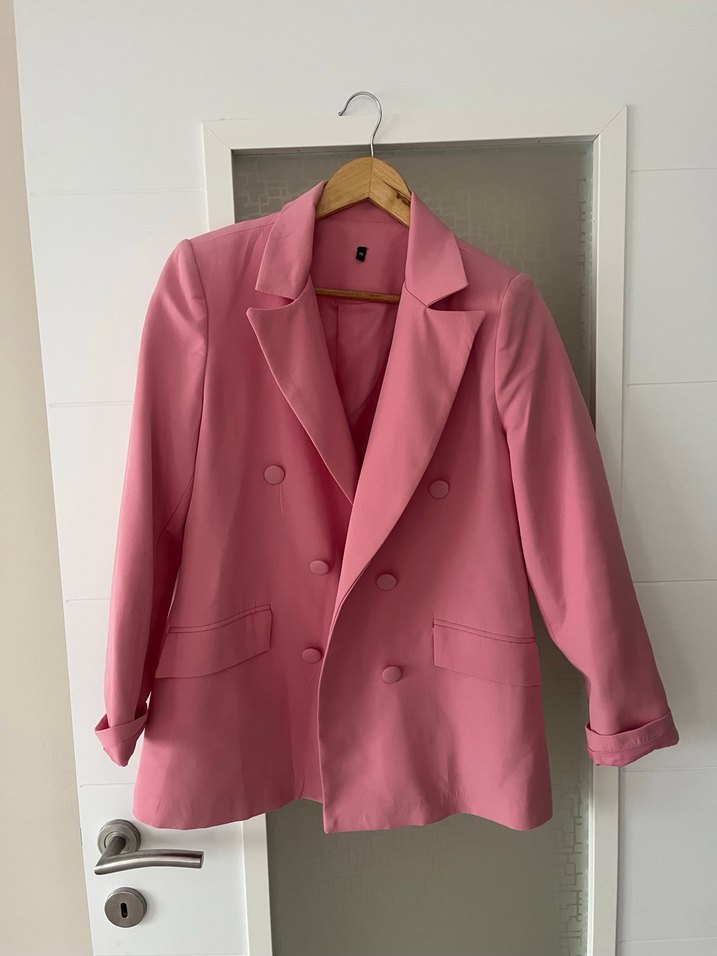 Pembe Düğmeli Kadın Blazer Ceket - Görsel 3