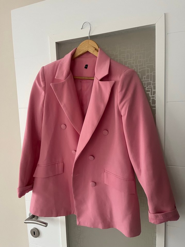 Pembe Düğmeli Kadın Blazer Ceket - Görsel 2