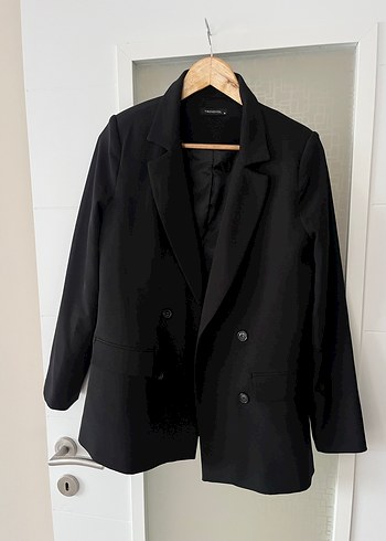 Kadın Siyah Düğmeli Blazer Ceket - Görsel 3