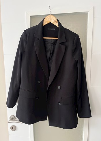 Kadın Siyah Düğmeli Blazer Ceket - Görsel 2