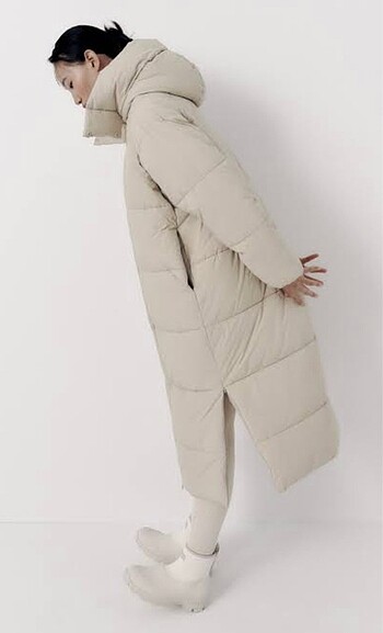 xs Beden beyaz Renk Zara extra long puffer -20 derece