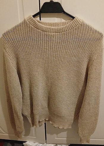 Bej Kadın Örgü Triko Kazak - Görsel 3