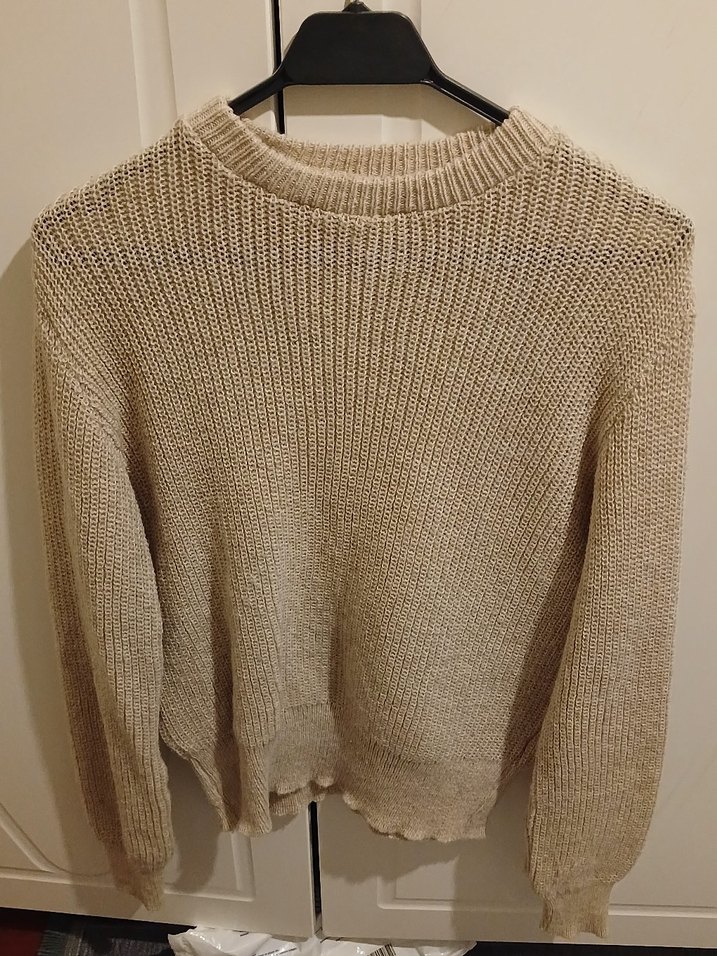Bej Kadın Örgü Triko Kazak - Görsel 3